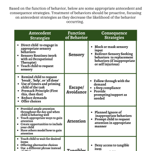 Functions of Behavior and ABC Data Parent Training Handout